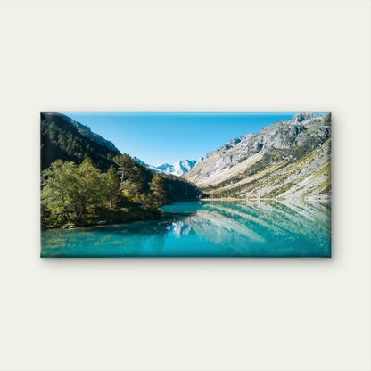 Idyllic French Pyrenees Lake Wall Art Canvas Office Home Room Framed 120x60cm