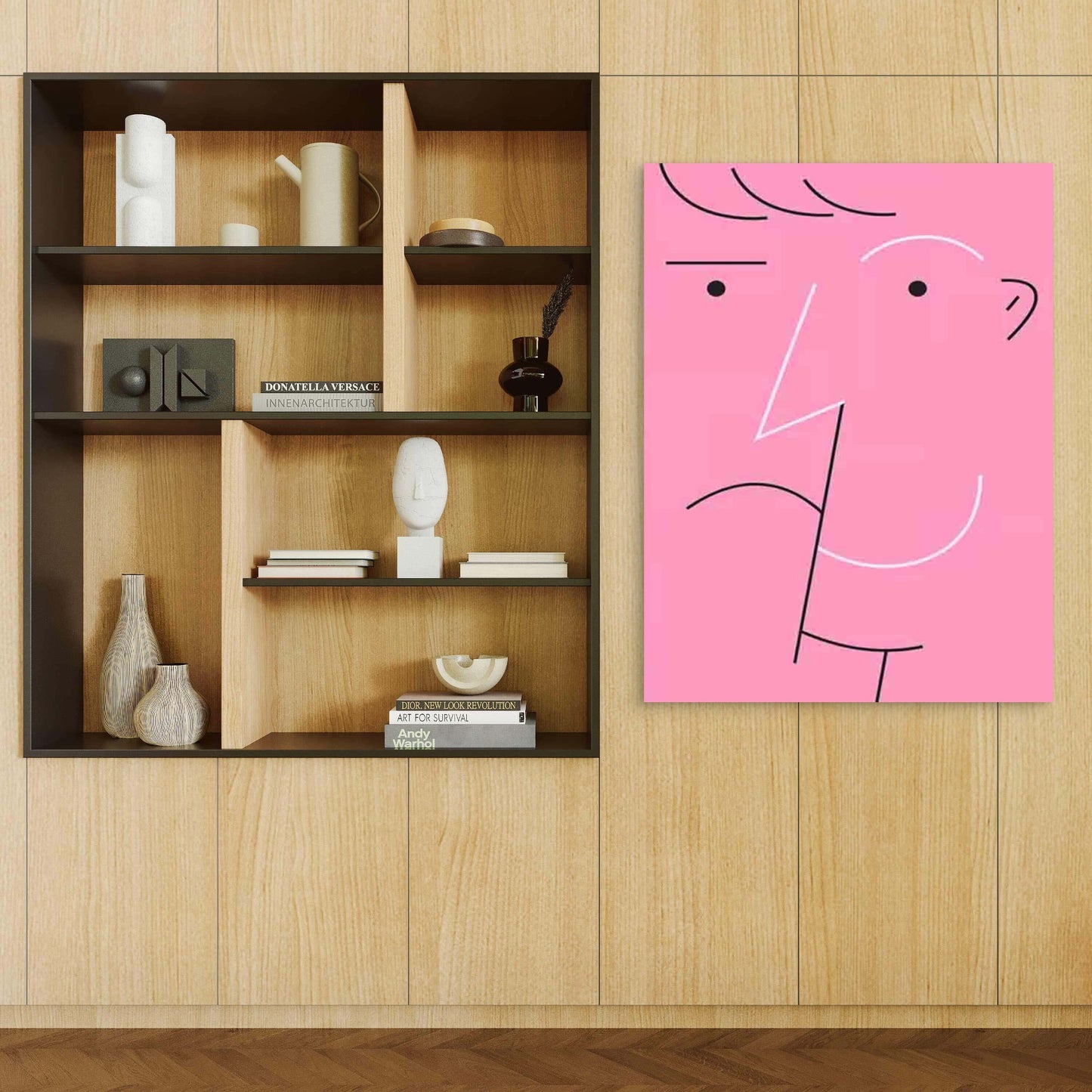 Abstract Pink Face 40x60cm Metal Print Ready to Hang - Bella Home Decor