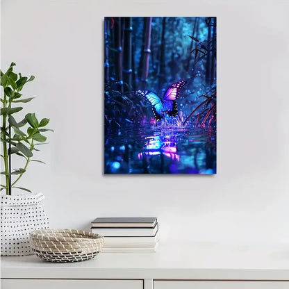 Vibrant Butterfly Splashing in Water 40x60cm Metal Print Ready to Hang - Bella Home Decor