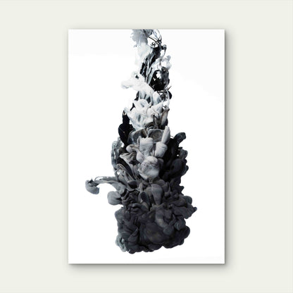 Ink In The Water A Splash Of Black And White Paint Abstract 60x90cm Metal Print Ready to Hang