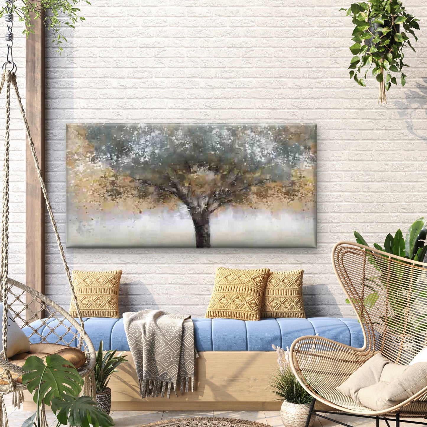Abstract Autumn Tree Painting Wall Art Canvas Office Home Room Framed 120x60cm - Bella Home Decor