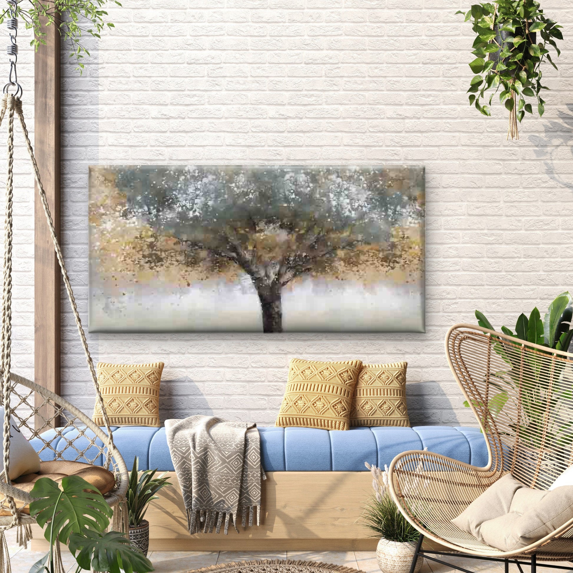Abstract Autumn Tree Painting Wall Art Canvas Office Home Room Framed 120x60cm - Bella Home Decor