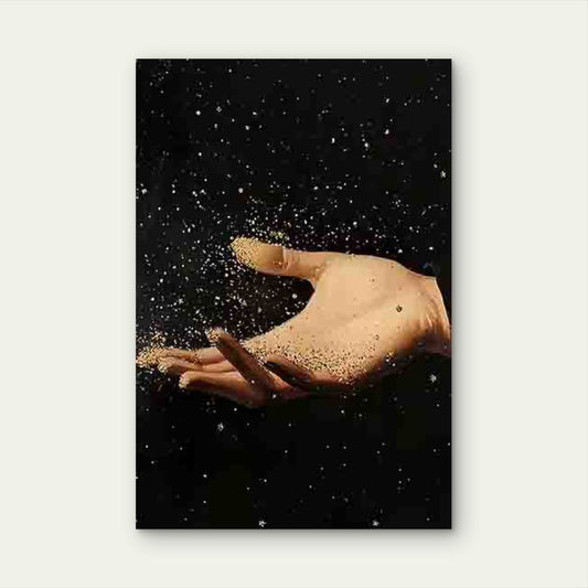 Golden Powder Floating from Palm 60x90cm Metal Print Ready to Hang