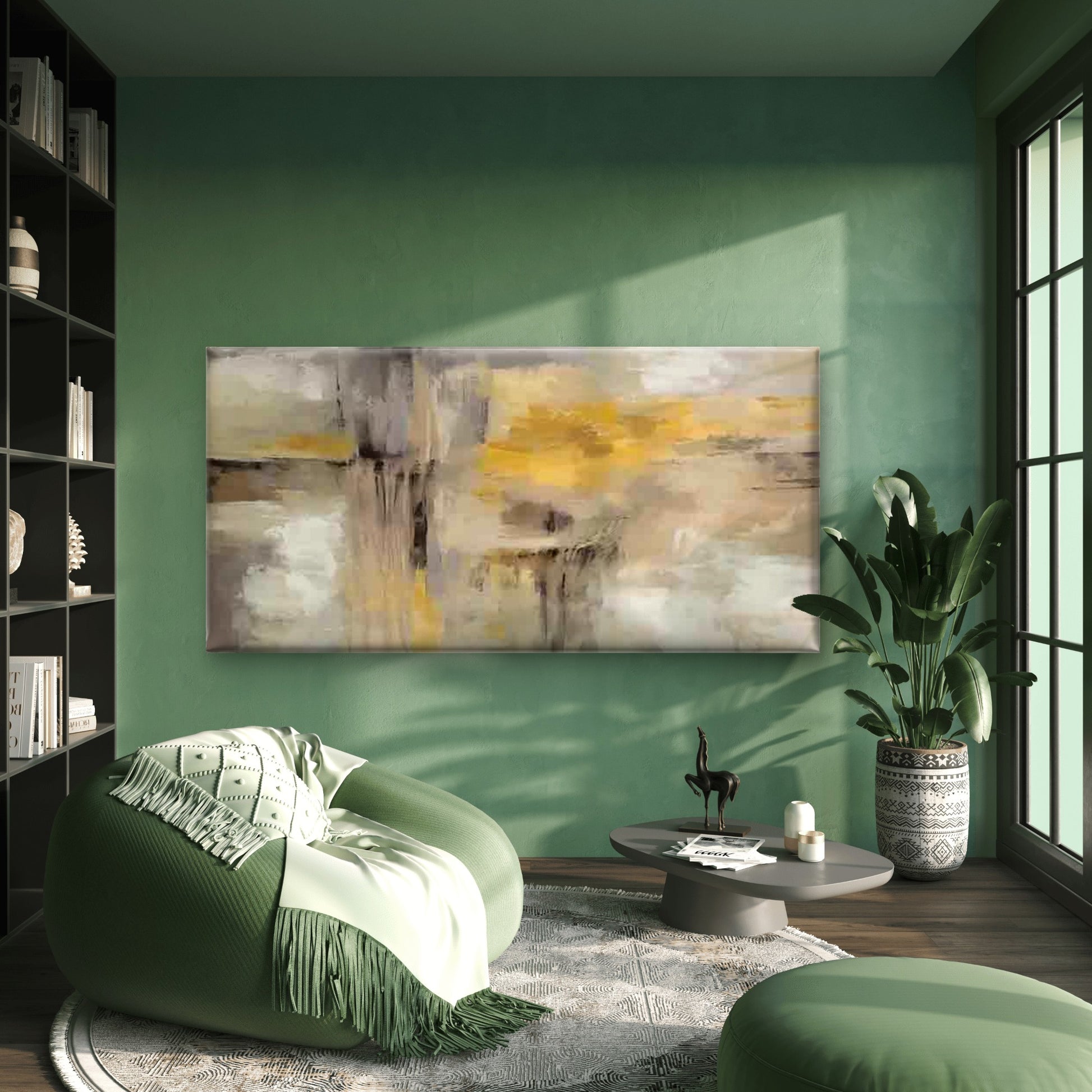 Modern Abstract Minimalist Wall Art Canvas Office Home Room Framed 120x60cm - Bella Home Decor