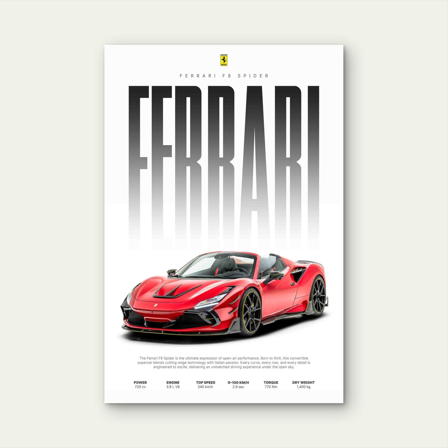 Sleek Red Sports Car 40x60cm Metal Print Ready to Hang - Bella Home Decor