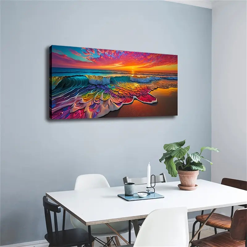 Seven Colors Light Under Sunset Wall Art Canvas Office Home Room Framed 120x60cm - Bella Home Decor