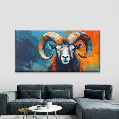 Modern Abstract Ram Head Wall Art Canvas Office Home Room Framed 120x60cm