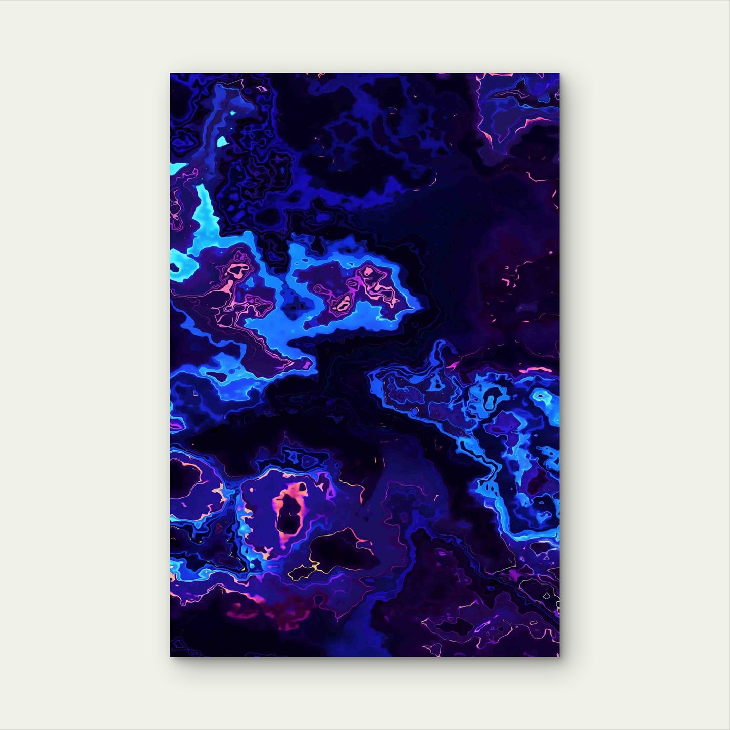 Luminous Neon Fluid Topography Metal Print Ready to Hang - Bella Home Decor