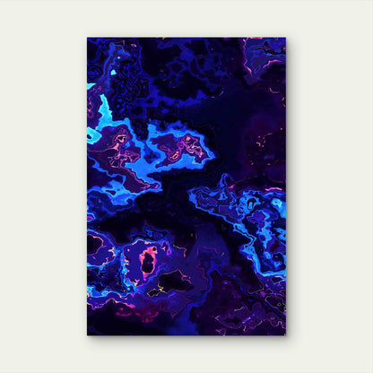 Luminous Neon Fluid Topography Metal Print Ready to Hang - Bella Home Decor