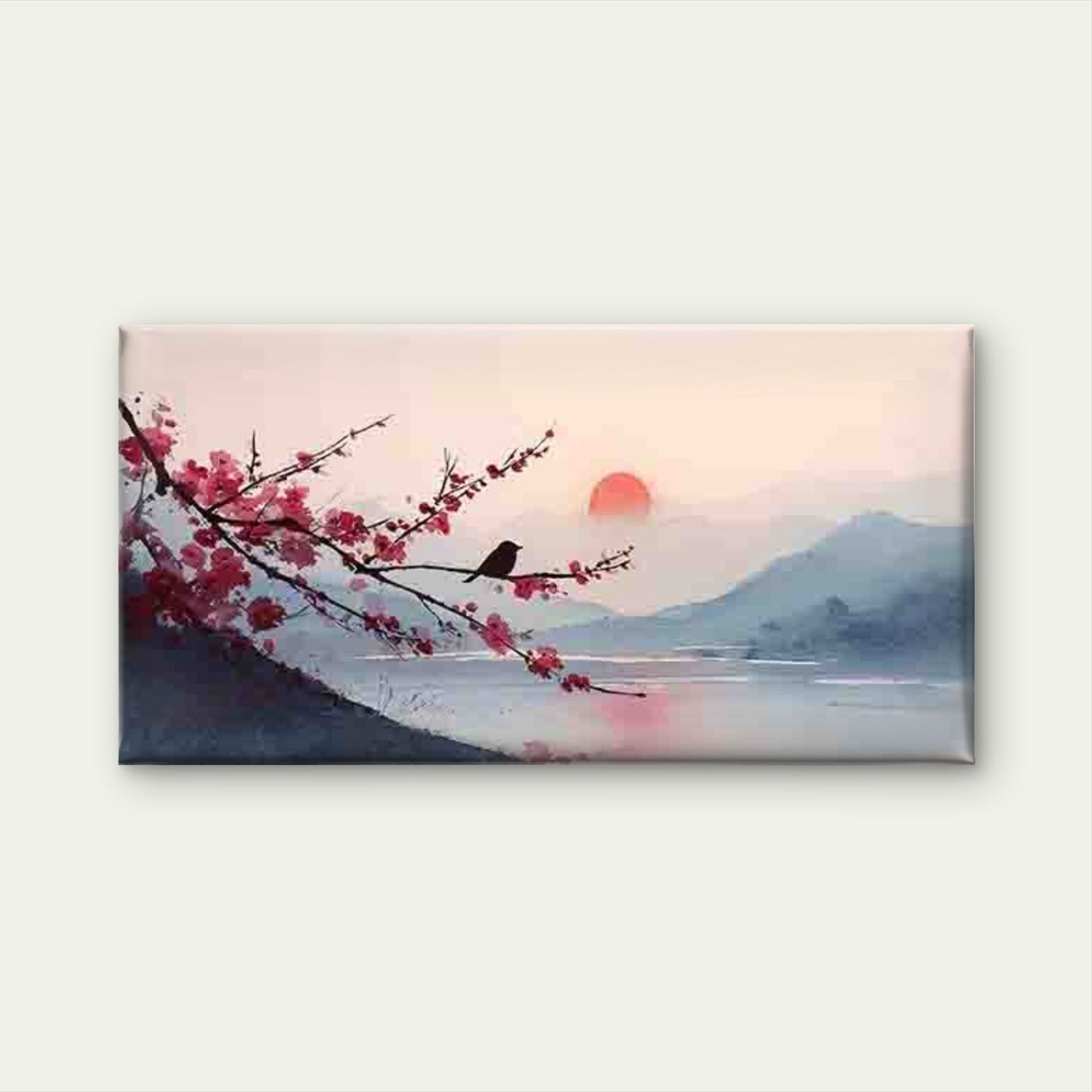 Japanese Abstract Cherry Blosso Wall Art Canvas Office Home Room Framed 120x60cm