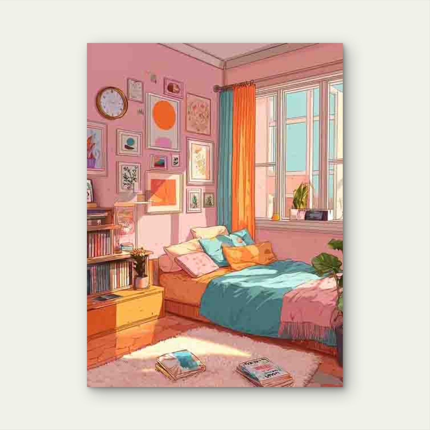 Trendy Preppy Orange Teal Dopamine Metal Print Ready to Hang