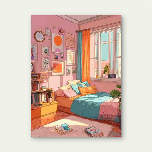 Trendy Preppy Orange Teal Dopamine Metal Print Ready to Hang