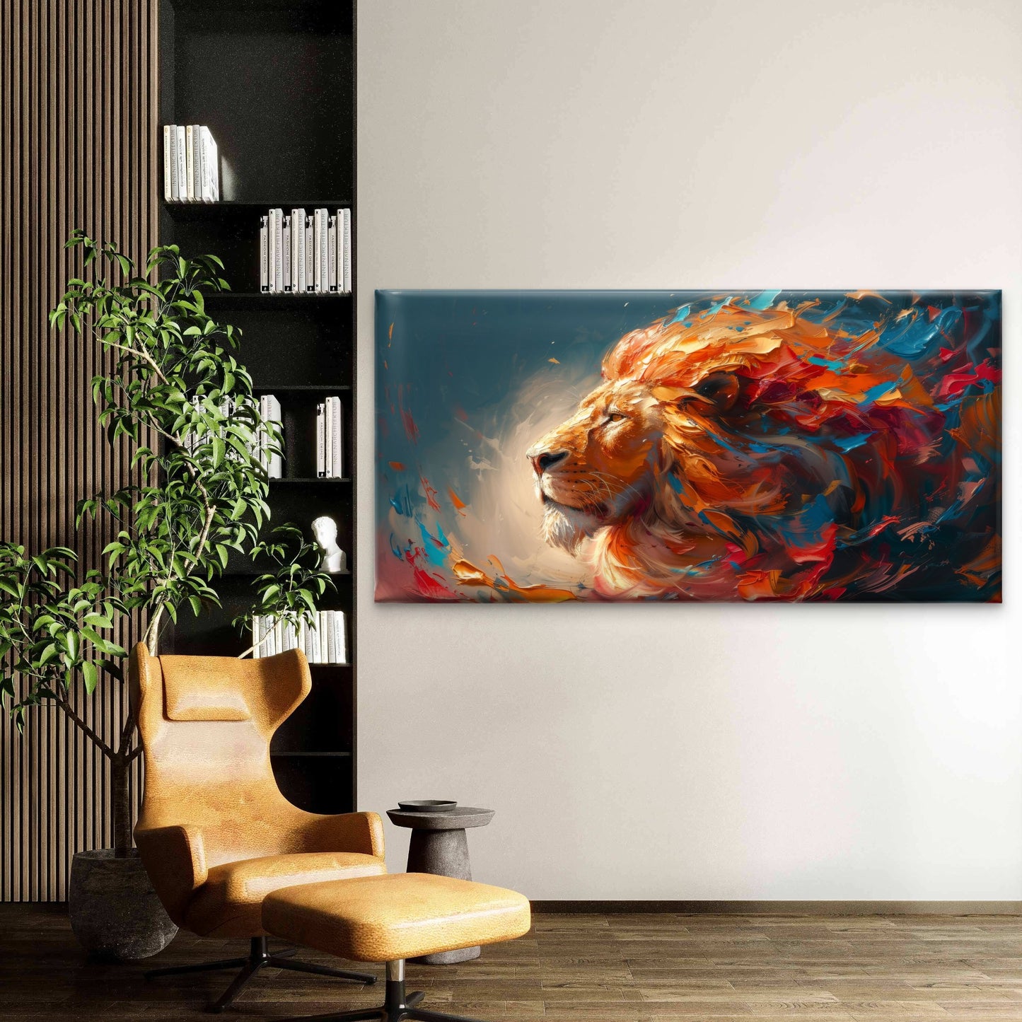 Majestic Lion In Vibrant Colors Wall Art Canvas Office Home Room Framed 120x60cm