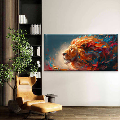 Majestic Lion In Vibrant Colors Wall Art Canvas Office Home Room Framed 120x60cm