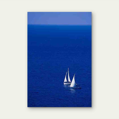 Serene Sailboats on Azure Sea Metal Print Ready to Hang