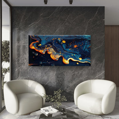 Abstract Liquid Art with Swirls Wall Art Canvas Office Home Room Framed 120x60cm - Bella Home Decor
