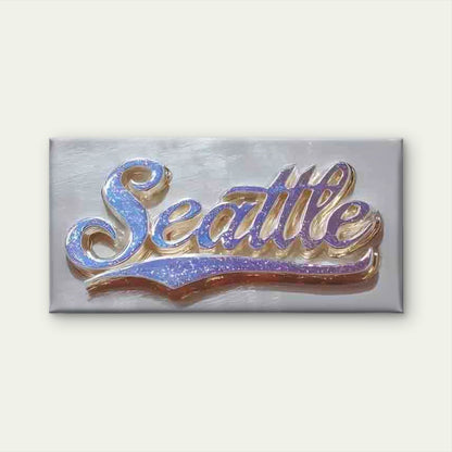 Glitter Seattle City Name Art Wall Art Canvas Office Home Room Framed 120x60cm
