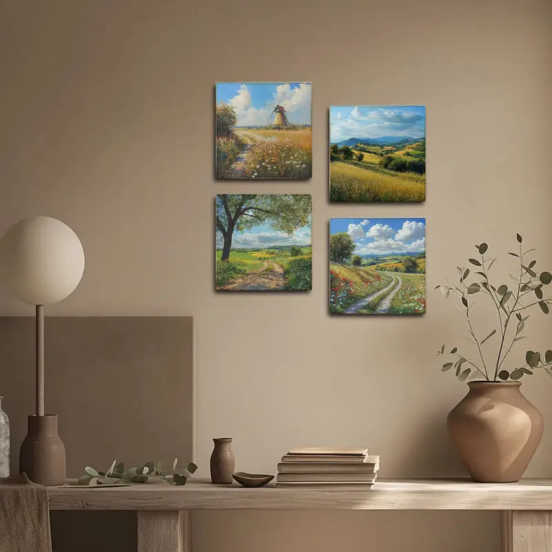 4pcs Village Sence Wall Art Canvas Framed - Bella Home Decor