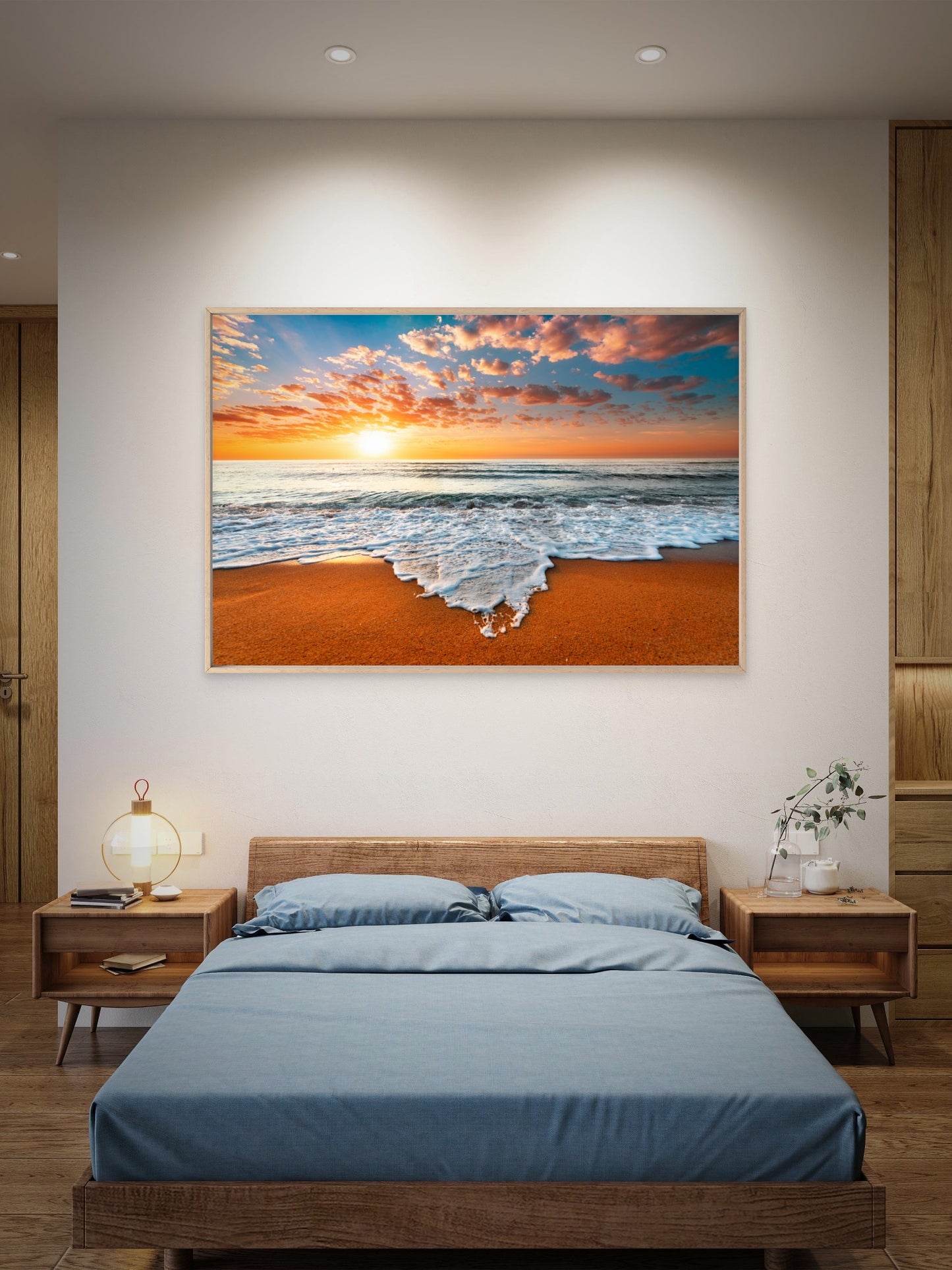 Golden Sunset Beach Waves Wall Art Decor 100% Australian Made