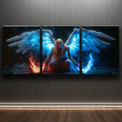 3pcs Angelic Woman With Long Blonde Hair Metal Print Ready to Hang Art - Bella Home Decor