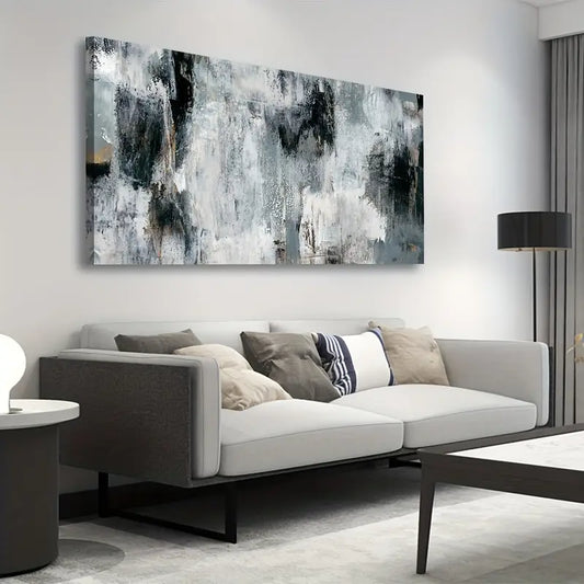 Brown Dark Gray Black Abstract Wall Art canvas office home room framed 120x60cm