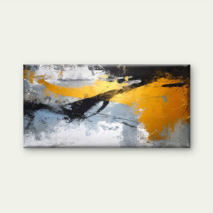 Abstract Gold Ochre Grey Black Wall Art Canvas Office Home Room Framed 120x60cm