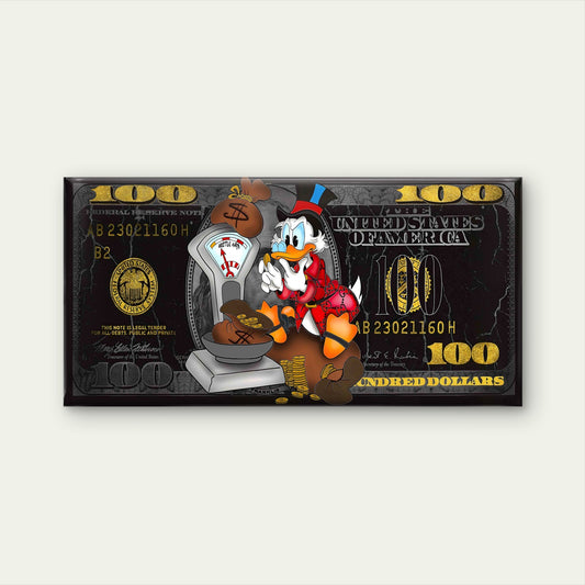Wealthy Cartoon Duck Money Print Wall Art Canvas Office Home Framed 120x60cm