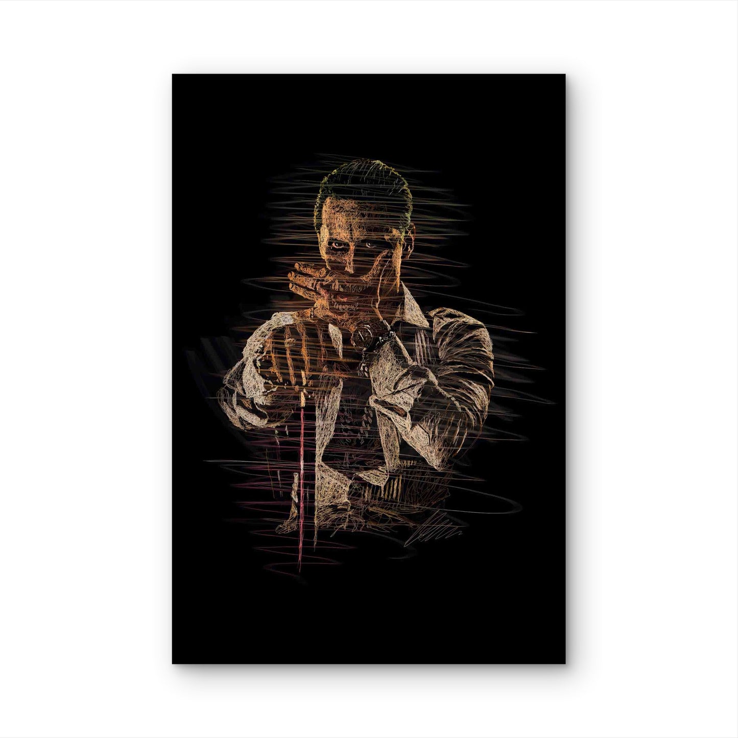Ominous Gilded Tattooed Villain 60x90cm Metal Print Ready to Hang - Bella Home Decor