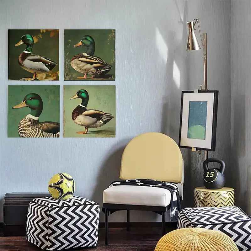 4pcs  Vintage Duc for home ideal  Wall Art Canvas Framed