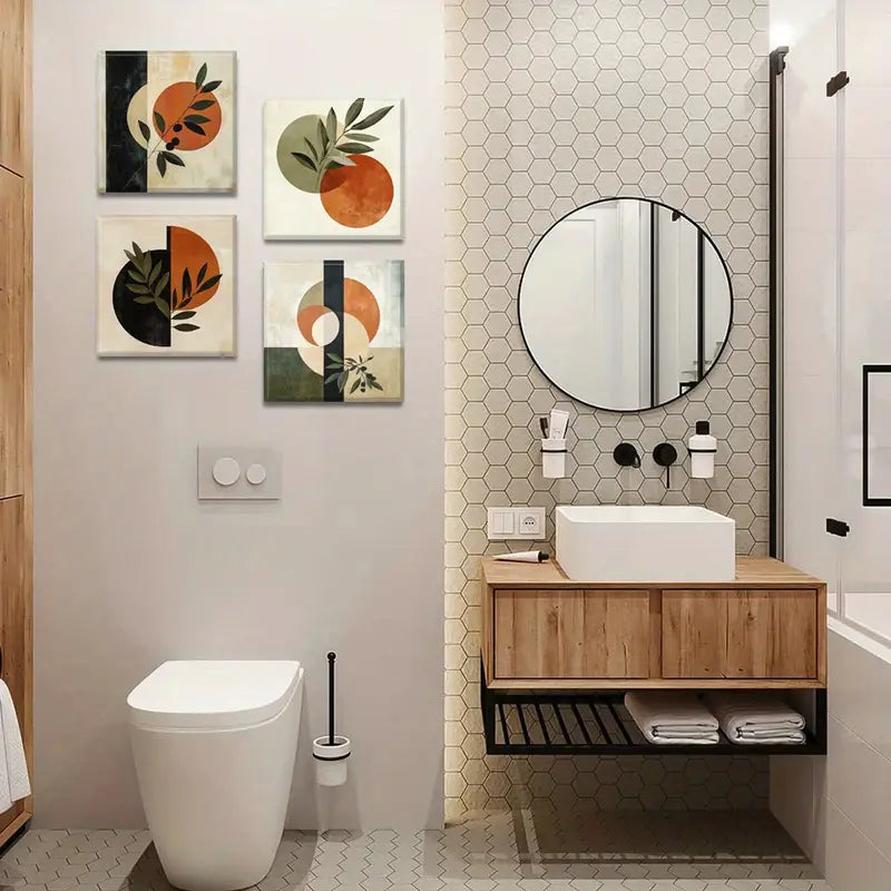 4pcs Chinese Style Room Aesthetic   Wall Art Canvas Framed