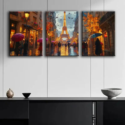 3pcs Paris Street Scene Metal Print Ready to Hang Art