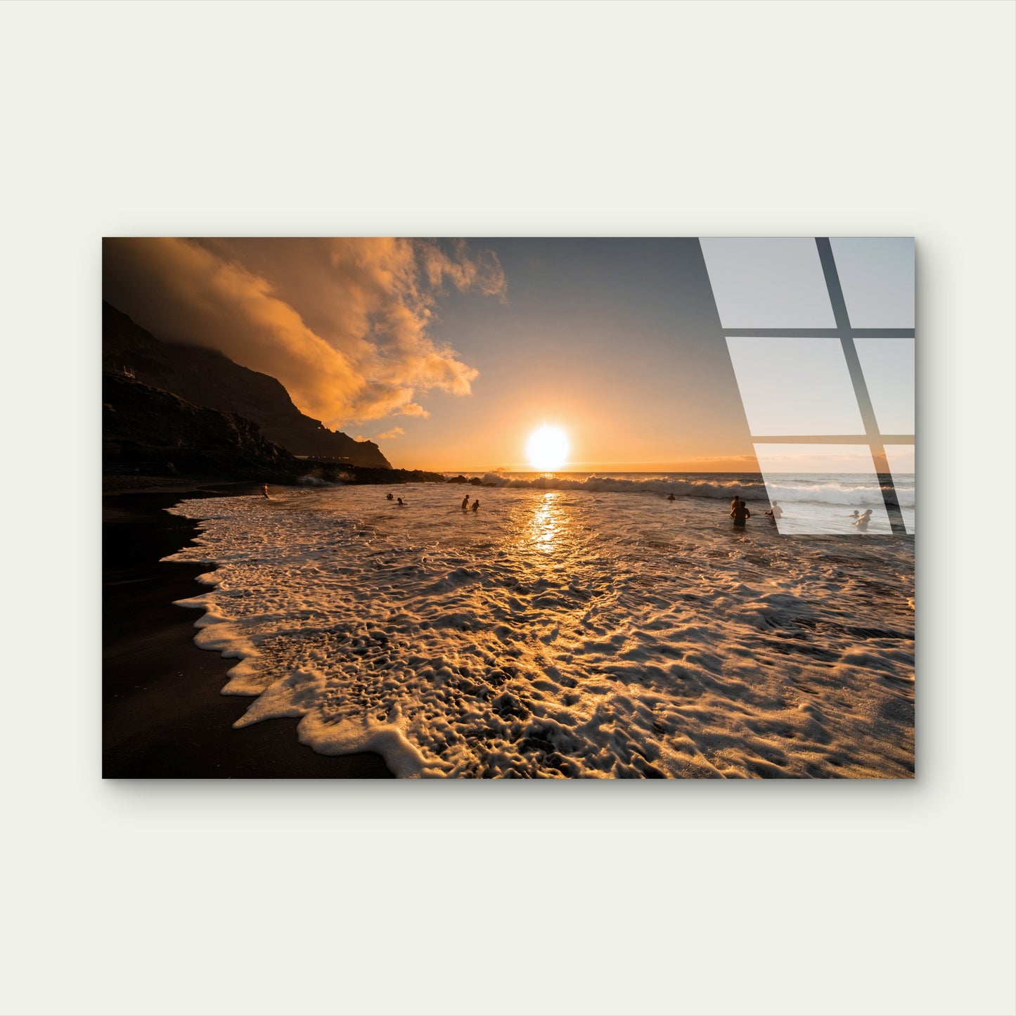 Tenerife Golden Sea Sunset Glass Printing Wall Art Australian Made Quality