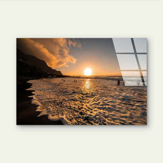 Tenerife Golden Sea Sunset Glass Printing Wall Art Australian Made Quality