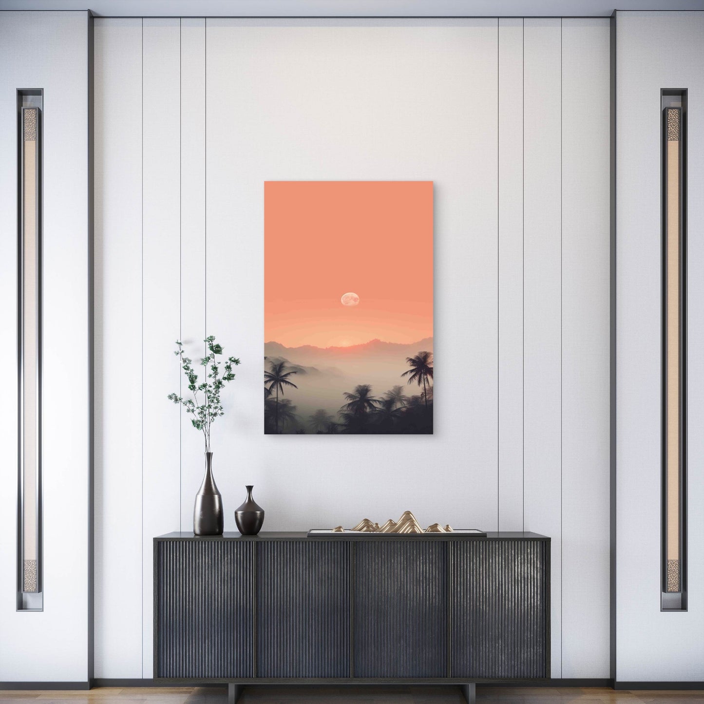 Pink Sunset Tropical Road Palm Trees Metal Print Ready to Hang
