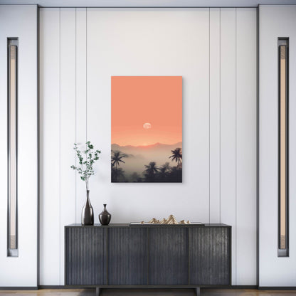 Pink Sunset Tropical Road Palm Trees Metal Print Ready to Hang