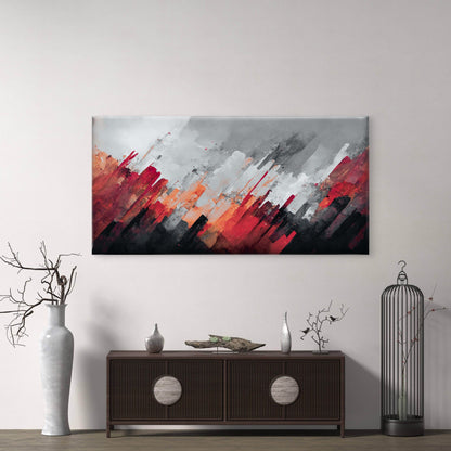 Deep Black Meets Crimson Wall Art Canvas Office Home Room Framed 120x60cm - Bella Home Decor