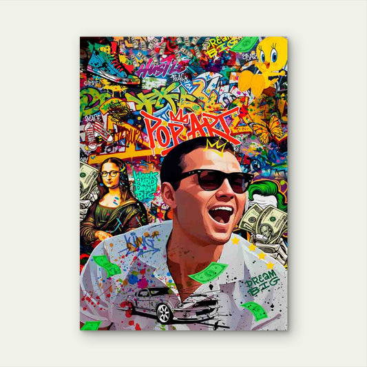 Graffiti Sunglasses Man Laughing Loudly 40x60cm Metal Print Ready to Hang