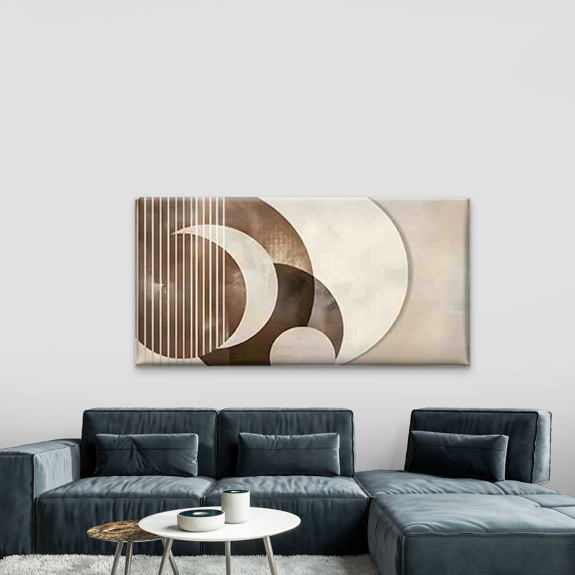 Geometric Abstract Arcs Wall Art Canvas Office Home Room Framed 120x60cm - Bella Home Decor