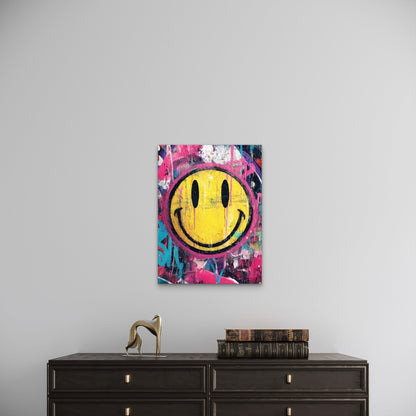 Colorful Graffiti Street art with Joyful Face 60x90cm Metal Print Ready to Hang