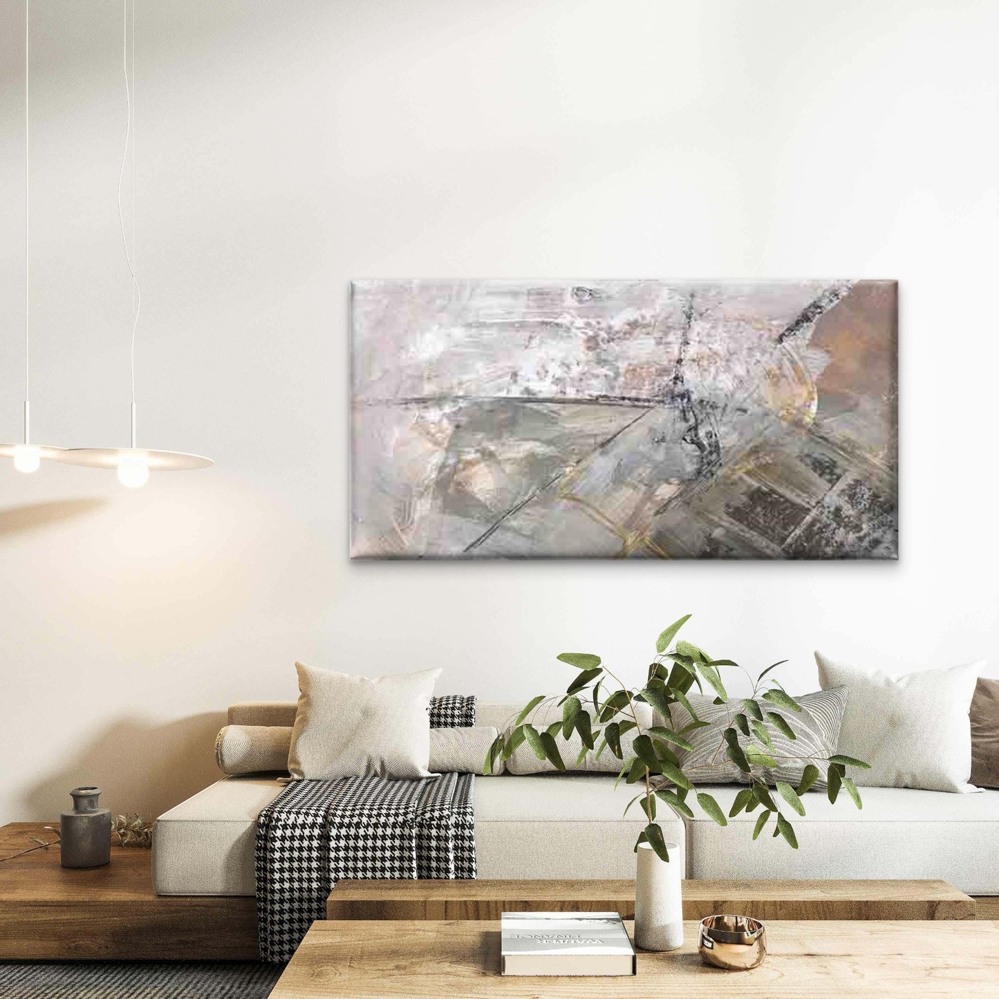 Abstract with Golden Leaf Accen Wall Art Canvas Office Home Room Framed 120x60cm - Bella Home Decor