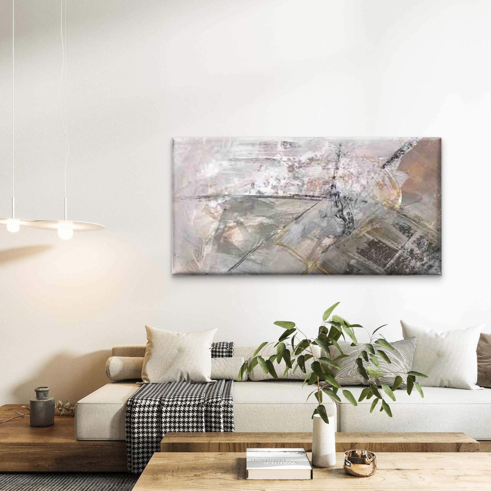 Abstract with Golden Leaf Accen Wall Art Canvas Office Home Room Framed 120x60cm - Bella Home Decor