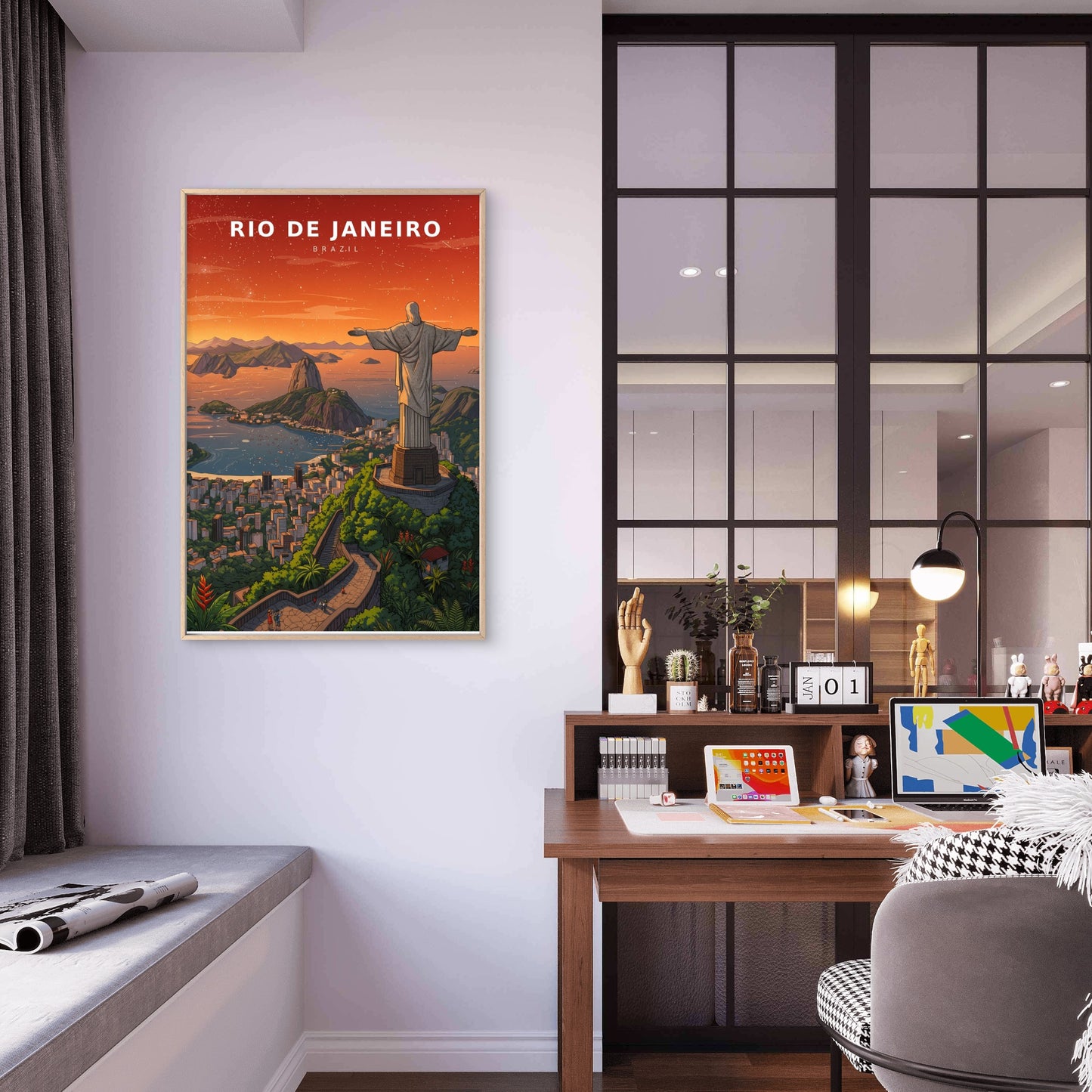 Rio Brazil Christ Redeemer Sugarloaf Mountain Travel Poster Print Wall Art