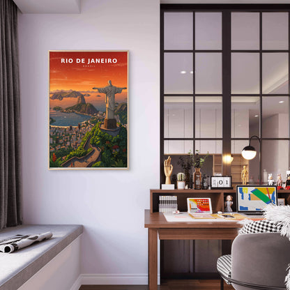 Rio Brazil Christ Redeemer Sugarloaf Mountain Travel Poster Print Wall Art