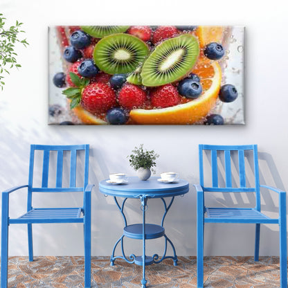 Fruit and Beverage Splash Wall Art Canvas Office Home Room Framed 120x60cm