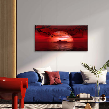 Fictional Planet Island Sea Wall Art Canvas Office Home Room Framed 120x60cm
