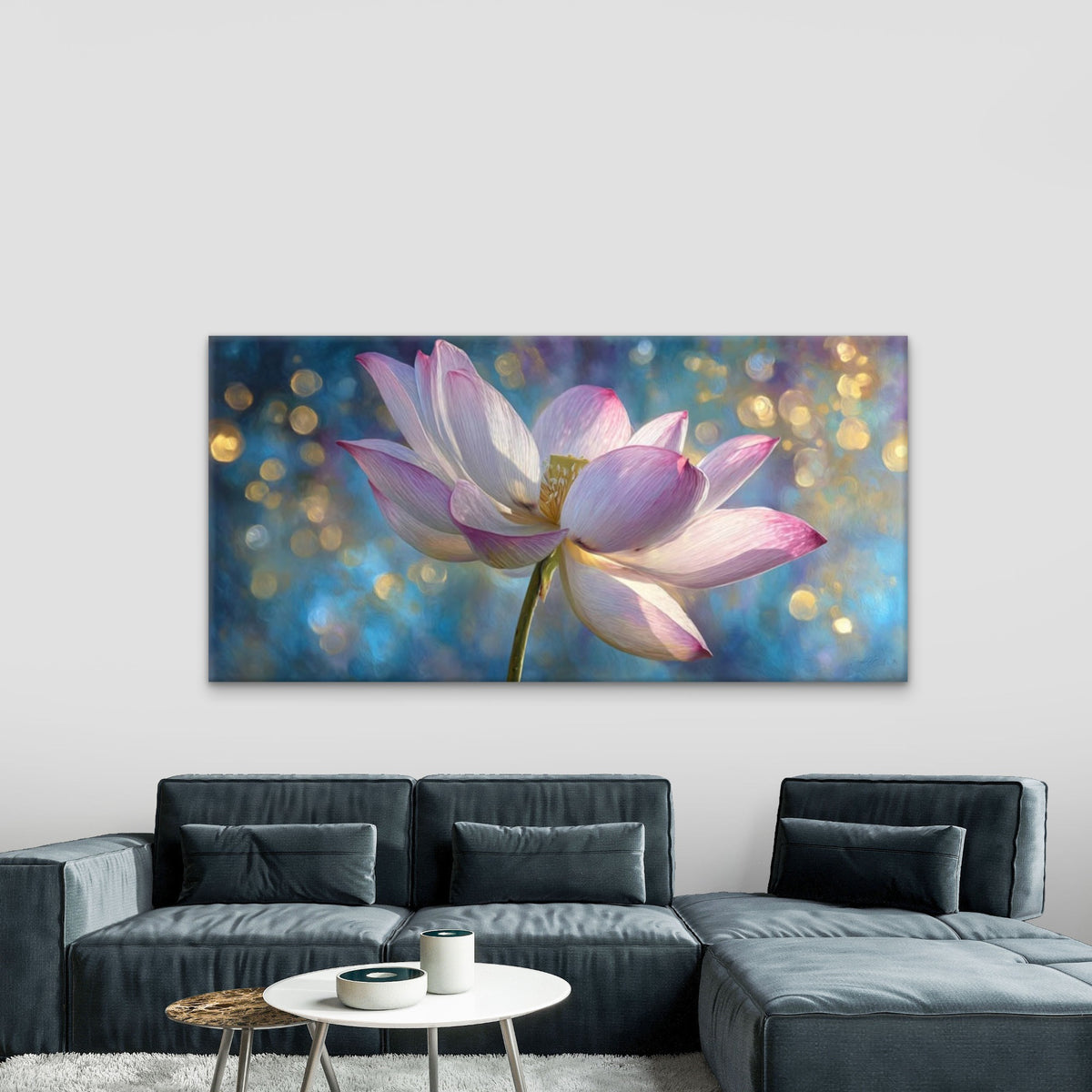 White & Pink for Lotus Flower Wall Art Canvas Office Home Room Framed 120x60cm