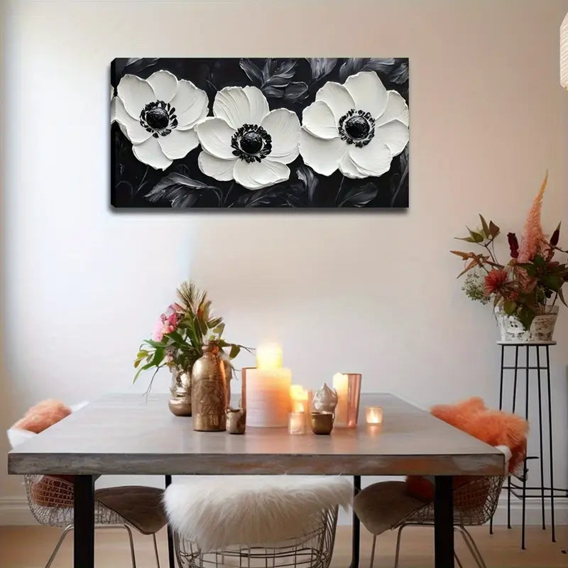 Elegant Black and White Wall Art Canvas Office Home Room Framed 120x60cm - Bella Home Decor