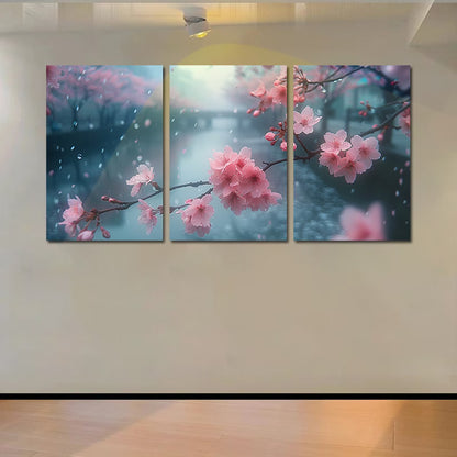3pcs cherry blossoms in full bloom Wall Art Set Canvas Framed 60x90cm - High Quality Print 100% Australian Made Wall Canvas Ready to Hang - Bella Home Decor