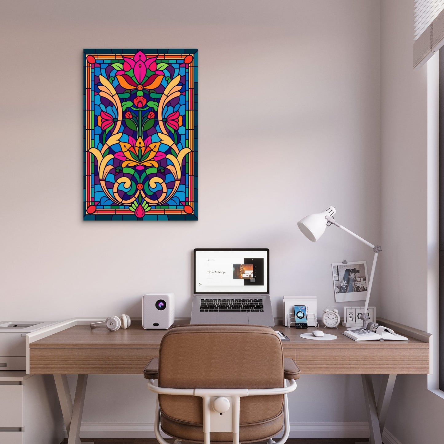 Colorful Floral Damask Mosaic Geometric 40x60cm Metal Print Ready to Hang
