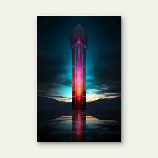Bright Lights Neon Landscape 60x90cm Metal Print Ready to Hang